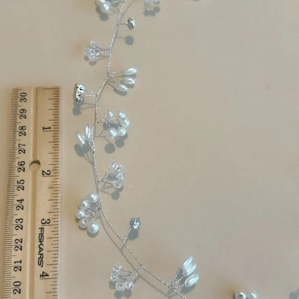 Anthropologie Pearl & Crystal Vine Hairpiece in White